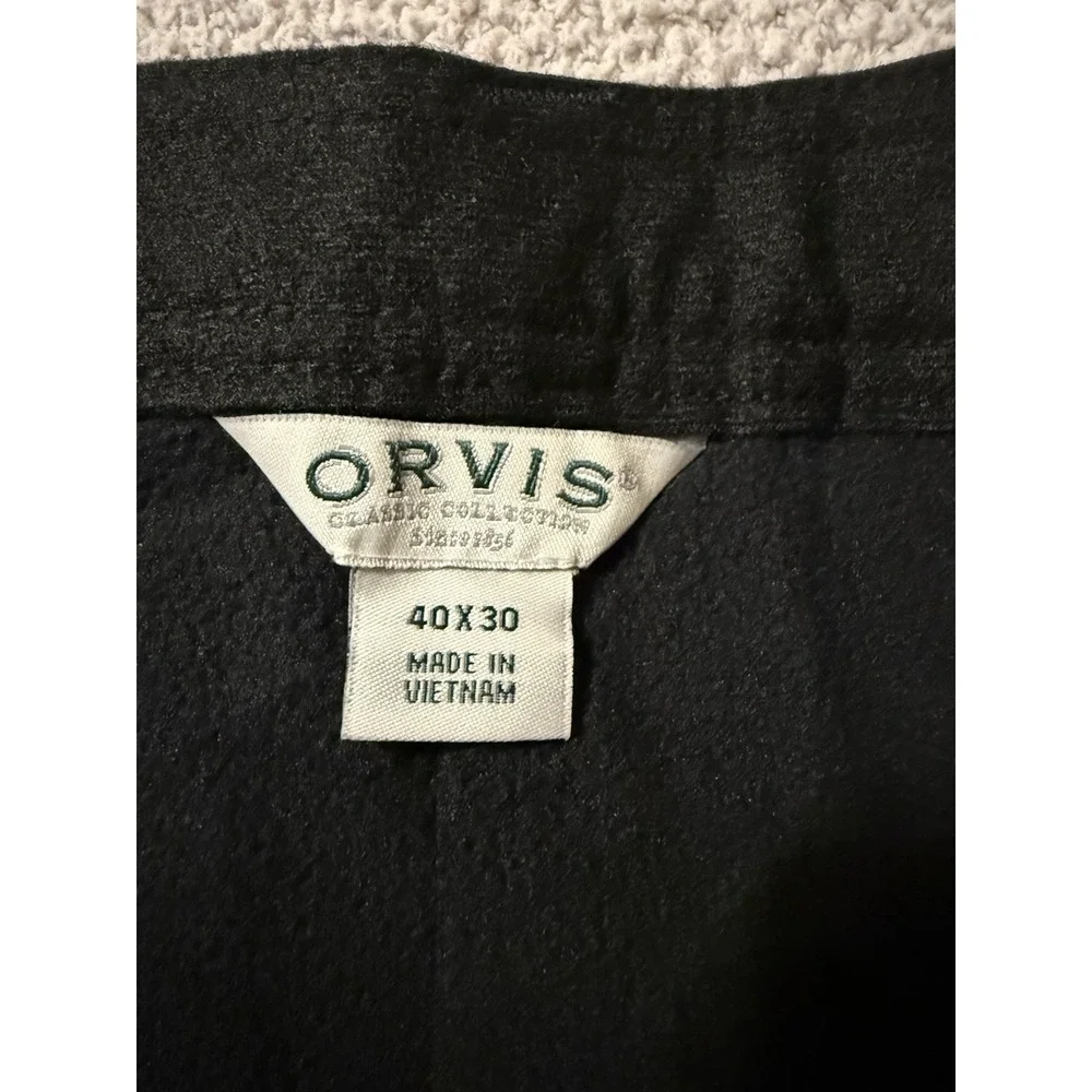 ORVIS Fleece Lined Pants Black Stretch Men's Size 40x30 Fishing Water Repellent